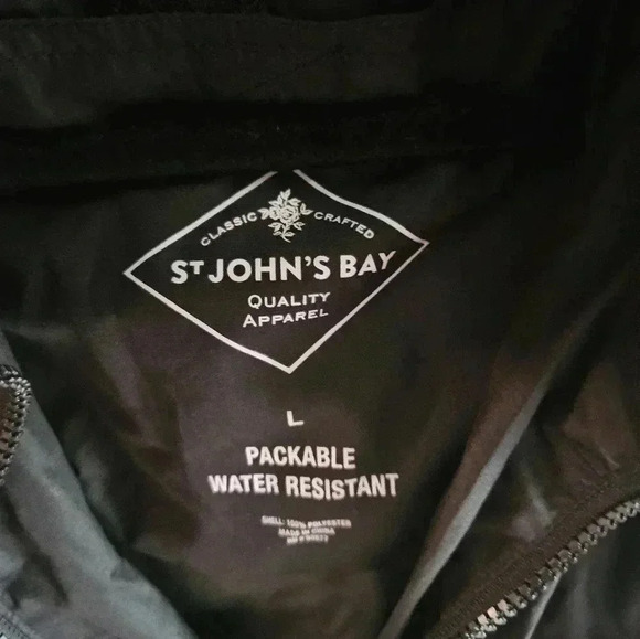 St. John's Bay Packable Water Resistant Lightweight Windbreaker Hooded Jacket L - Picture 3 of 3